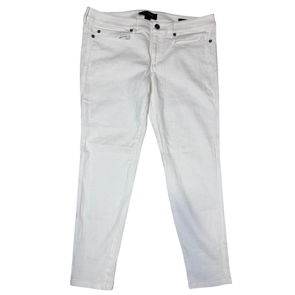 St. John Jennifer White Denim Jeans Size 8 Mid-Rise Slim Fit Classic